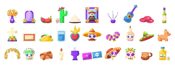 Conjunto de iconos del día de los muertos — Archivo Imágenes Vectoriales