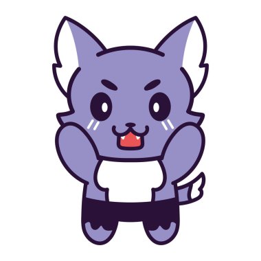 İzole edilmiş şirin kurt kawaii