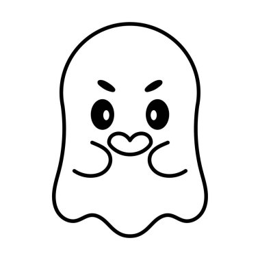 İzole edilmiş hayalet çizgi filmi Kawaii.