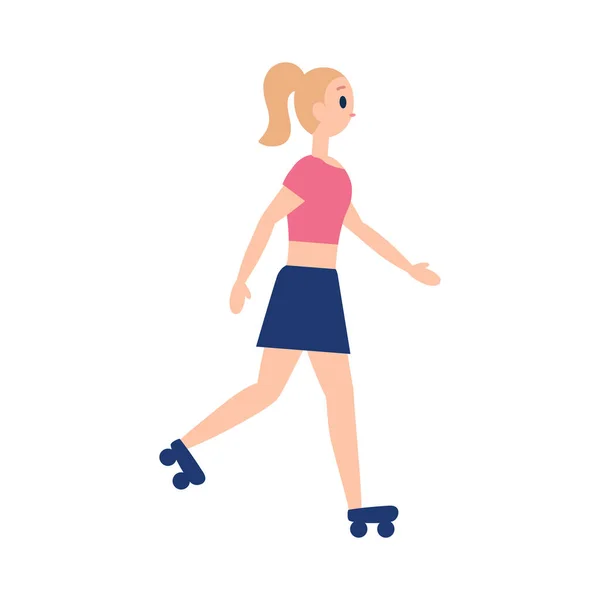 Mujer aislada patinaje sobre ejercicio — Vector de stock