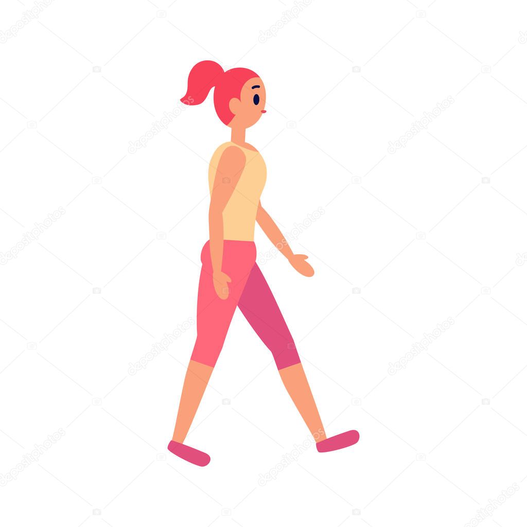 Isolated woman walk exercise yoga