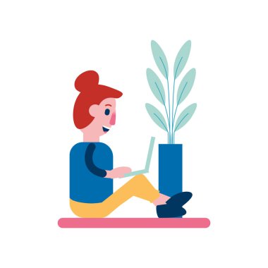 İzole kadın çalışan dizüstü bilgisayar