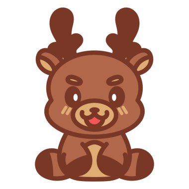 İzole olmuş ren geyiği çizgi filmi Kawaii