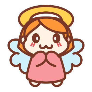 İzole edilmiş tatlı melek çizgi filmi Kawaii