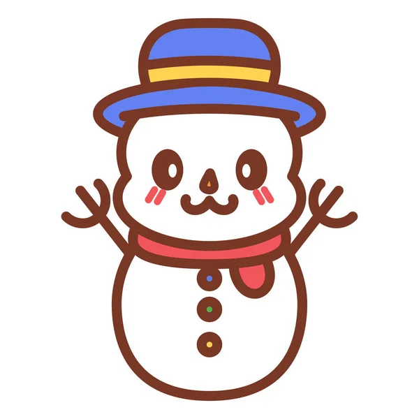 Aislado muñeco de nieve de dibujos animados kawaii — Vector de stock