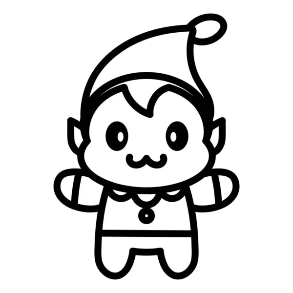 Elszigetelt boldog elf rajzfilm Kawaii — Stock Vector