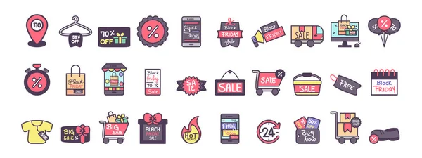 Set of black friday icons — Stock Vector