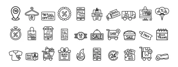 Set of black friday icons — Stock Vector