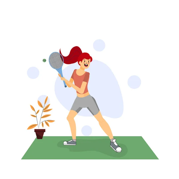 Femme isolée jouant au tennis — Image vectorielle