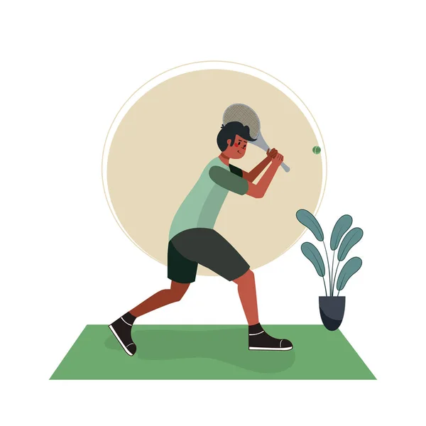 Homme isolé jouant au tennis — Image vectorielle