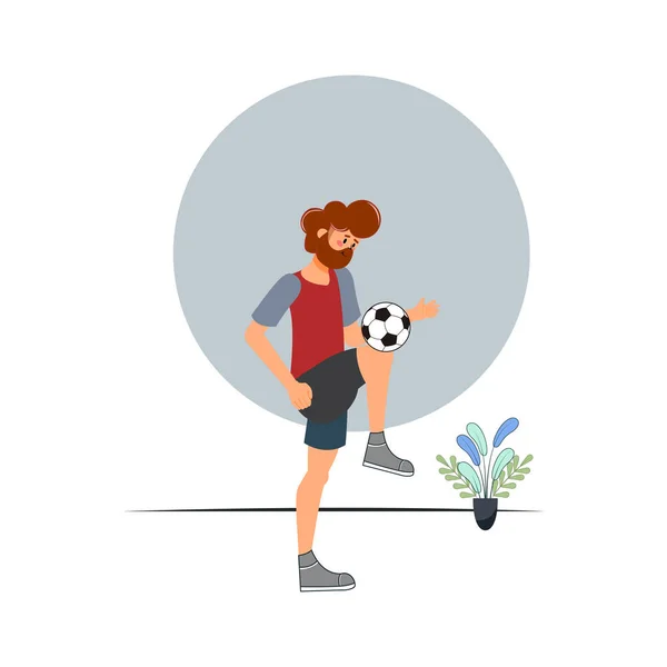 Hombre aislado jugando fútbol — Vector de stock