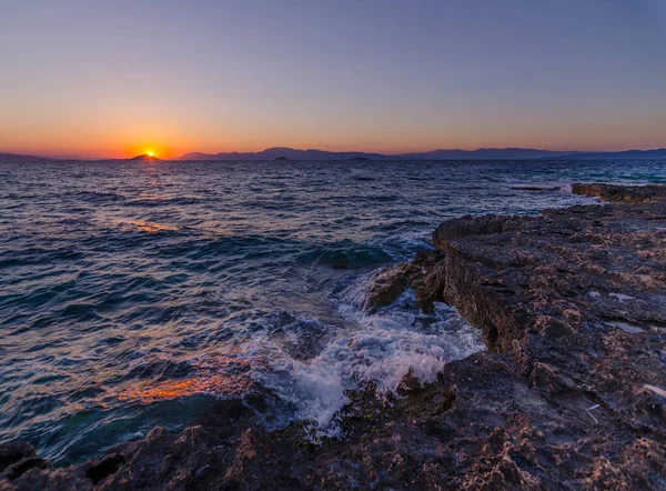 Costa Selvagem Ilha Aegina Golfo Sarónico Grécia Pôr Sol — Fotografia de Stock