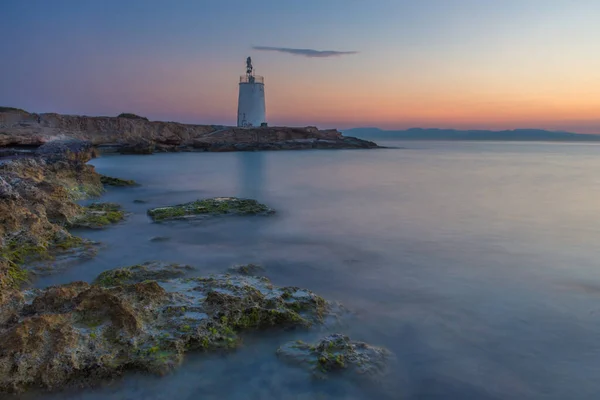 Alter Kleiner Leuchtturm Der Insel Ägina Saronischer Golf Griechenland Bei — Stockfoto