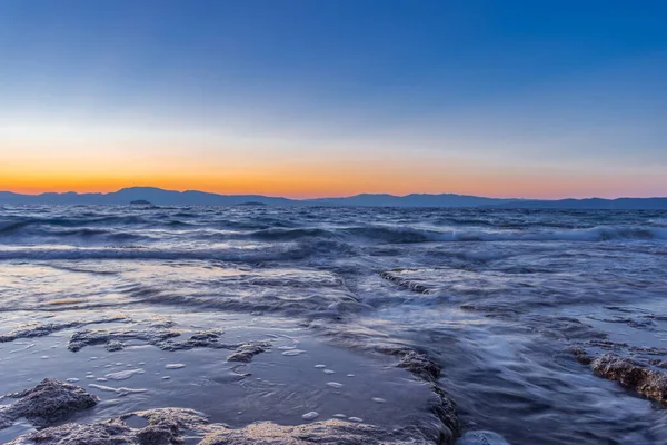 Beautiful Sunset Mediterranean Sea Wild Rocky Beaches — Stock Photo, Image