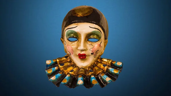 Tradycyjna Wenecka Maska Ulicach Wenecji Włochy Odizolowana Kolorowym Tle — Zdjęcie stockowe