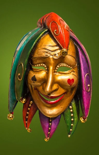 Máscara Tradicional Veneziana Nas Ruas Veneza Itália Isolada Fundo Colorido — Fotografia de Stock
