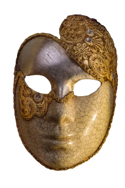 Máscara Veneziana Tradicional Colorida Isolada Fundo Branco — Fotografia de Stock