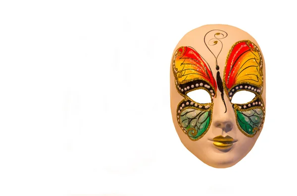Kolorowe Tradycyjne Weneckie Maski Izolowane Białym Tle — Zdjęcie stockowe