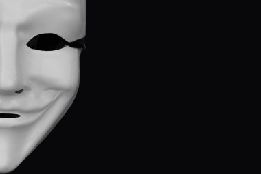 Siyah arkaplanda isimsiz beyaz maske.