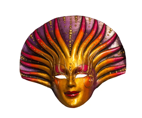 Bunte Traditionelle Venezianische Maske Isoliert Auf Weißem Hintergrund — Stockfoto