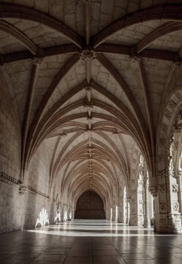 Jeronimos Manastırı (Mosteiro dos Jeronimos), Lizbon, Portekiz 'de manüel tarzı..