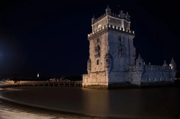 Torre Belem Famosa Attrazione Turistica Lisbona Portogallo Notte — Foto Stock