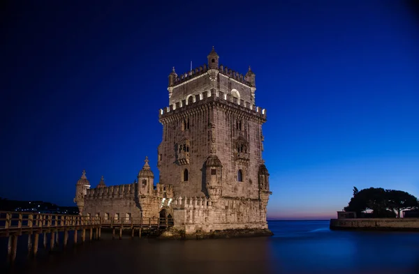 Torre Belem Famosa Attrazione Turistica Lisbona Portogallo Notte — Foto Stock