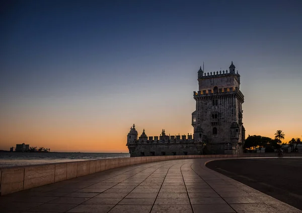 Torre Belem Famosa Attrazione Turistica Lisbona Portogallo Tramonto — Foto Stock
