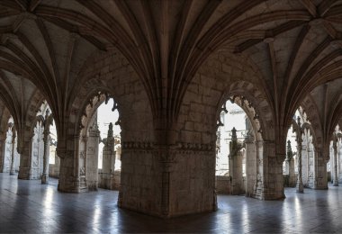 Jeronimos Manastırı (Mosteiro dos Jeronimos), Lizbon, Portekiz 'de manüel tarzı..