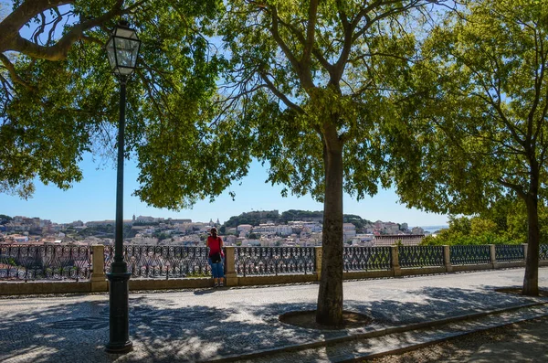 Άποψη Της Παλιάς Πόλης Και Του Κάστρου Sao Jorge Από — Φωτογραφία Αρχείου