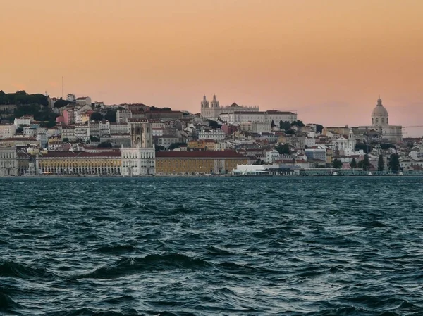 Sonnenuntergang Über Lissabon Und Dem Tejo Portugal — Stockfoto