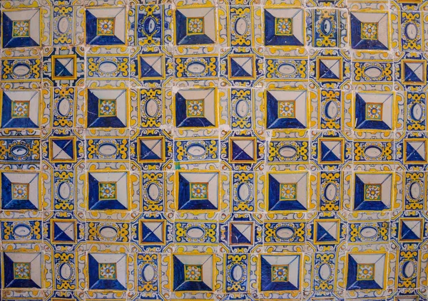 Ornamental Old Typical Tiles Portugal Called Azulejos Made Colored Ceramic — Stock Photo, Image