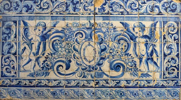 Antiguos Azulejos Típicos Portugal Llamados Azulejos Hechos Con Azulejos Cerámica — Foto de Stock