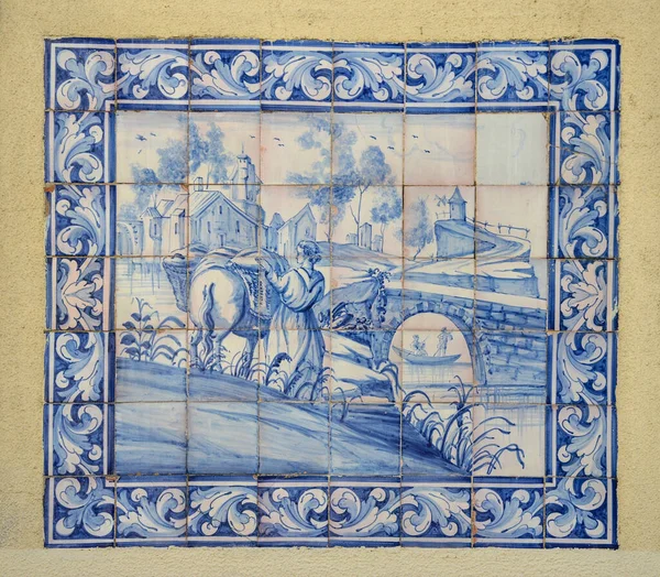 Antiguos Azulejos Típicos Portugal Llamados Azulejos Hechos Con Azulejos Cerámica — Foto de Stock