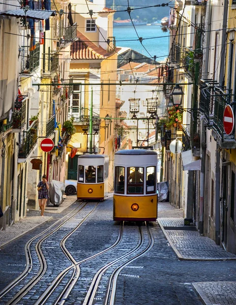 Famous Bica Funicular Elevador Bica Ascensor Bica Third Oldest All — Stock Photo, Image