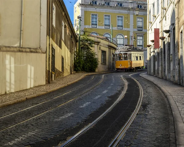 Vintage Yellow Tram City Center Lisbon Portugal — Stock Photo, Image