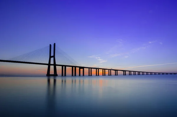 Beautiful Sunrise Vasco Gama Bridge Longest Bridge Europe Who Spans — Stock Photo, Image