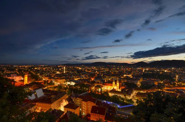 Cityscape Graz Com Igreja Mariahilfer Edifícios Históricos Graz Região Estíria — Fotografia de Stock