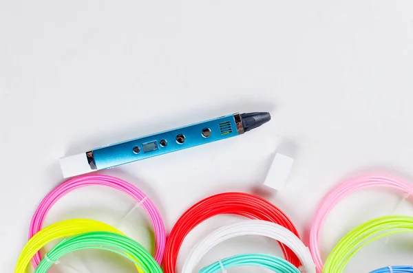 3Dpen Filamentos Plástico Colorido Pla Arco Íris Para Colocação Pena — Fotografia de Stock