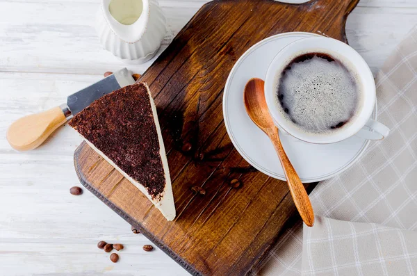 Xícara Café Com Cheesecake — Fotografia de Stock