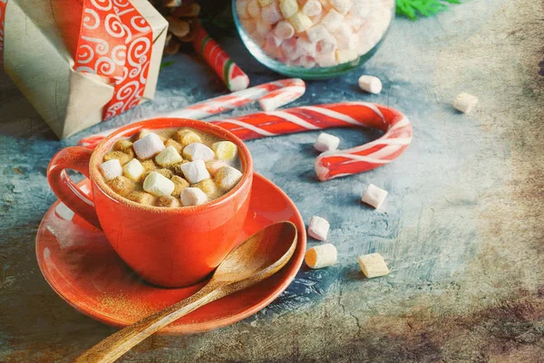 Red Cup Homemade Christmas Hot Chocolate Para Las Vacaciones Navidad — Foto de Stock