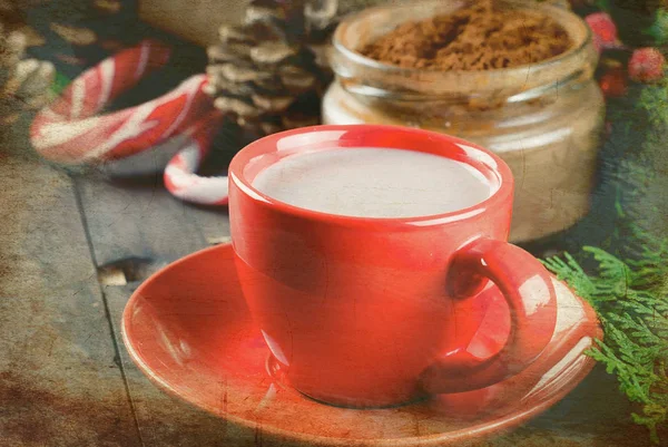 Red Cup Homemade Christmas Hot Chocolate Para Las Vacaciones Navidad — Foto de Stock