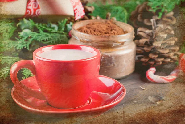 Red Cup Homemade Christmas Hot Chocolate Para Las Vacaciones Navidad — Foto de Stock