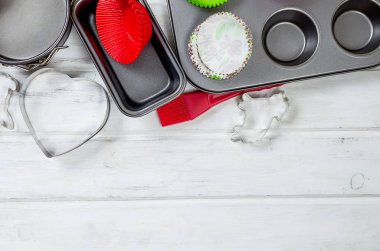 Temel pişirme araçları havai görünüm pişirme konsepti