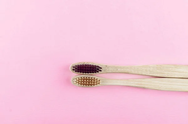 Dos cepillos ecológicos de madera con cerdas naturales —  Fotos de Stock