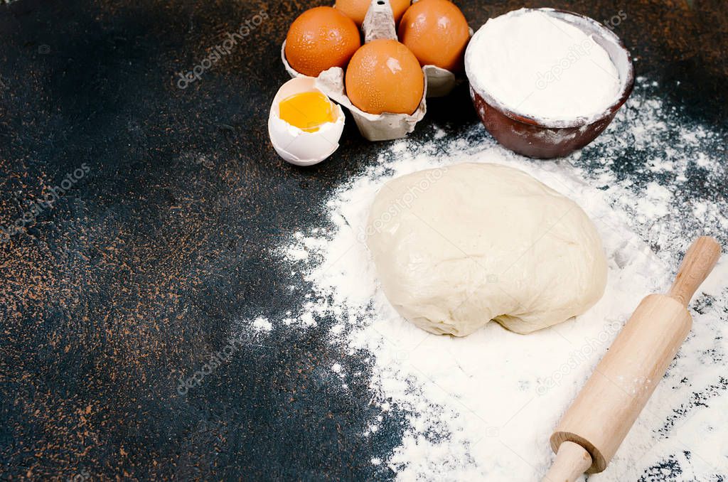 yeast dough and ingredients