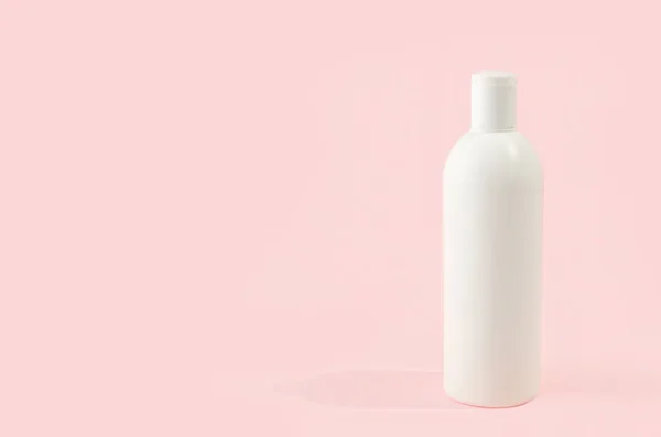 Fehér Kozmetikai Palack Rózsaszín Háttér Set Kozmetikai Termékek Krém Balzsam — Stock Fotó