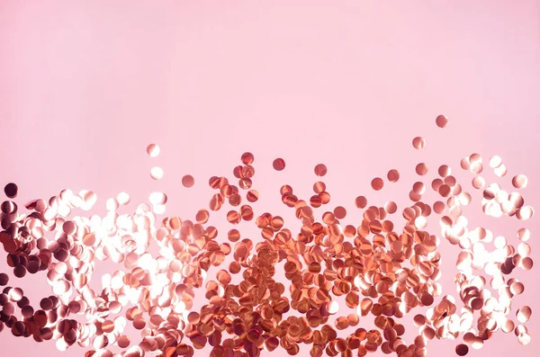 Rose Gold Paljetter Glittrar Rosa Pastell Bakgrund Abstrakt Festlig Bakgrund — Stockfoto