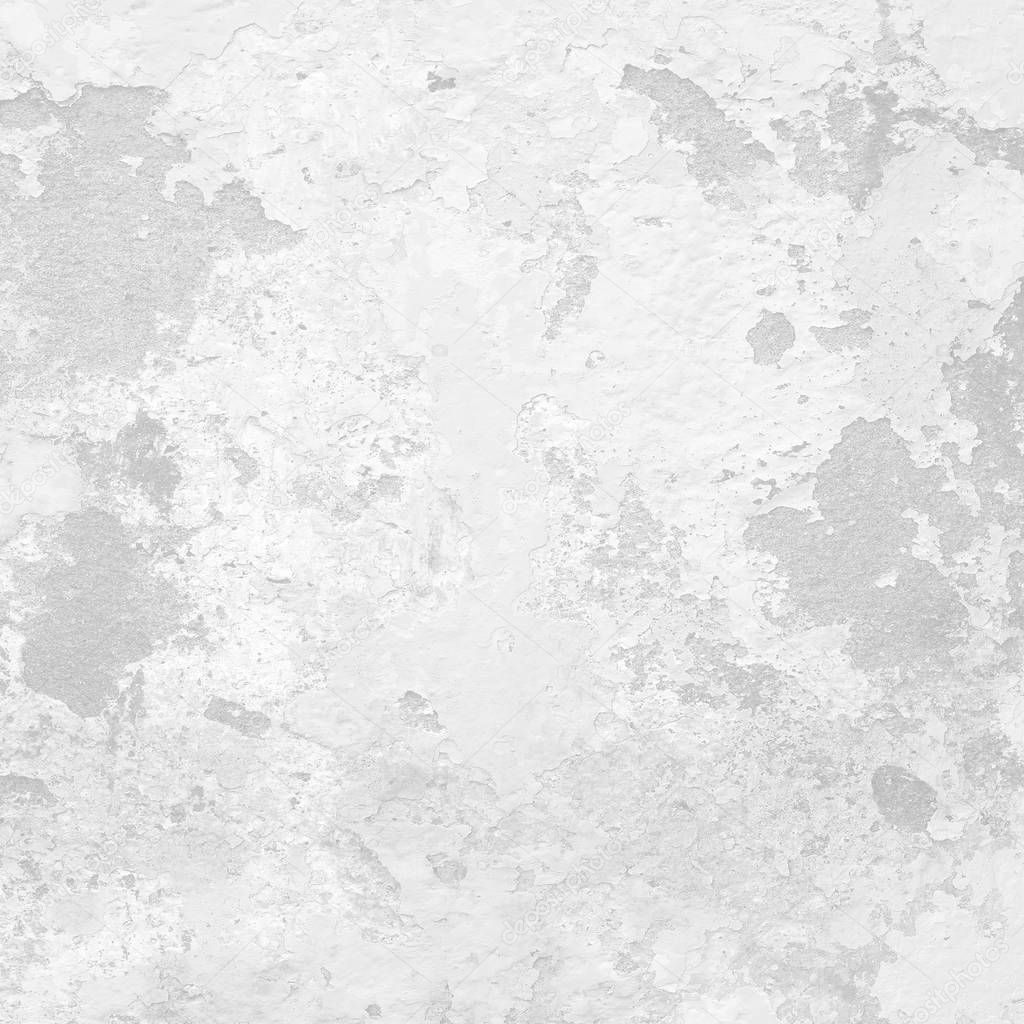 Abstract white cement wall with peeling paint surface texture pattern creative background.