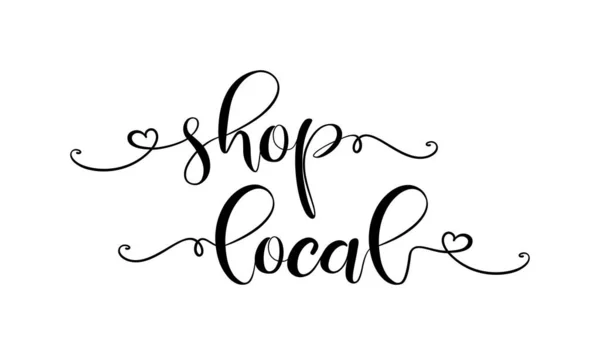 SHOP LOCAL el çizimi metin ve karalama rozetleri, logo, simgeler.